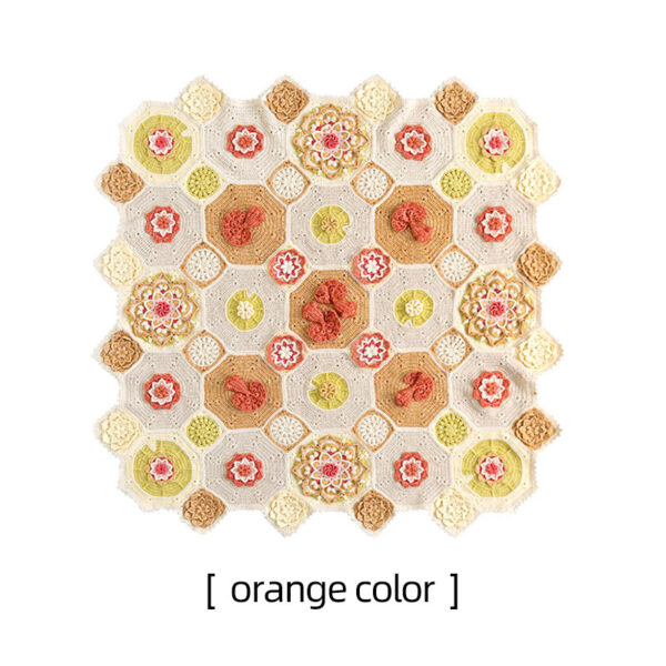 Goldfish and lotus patchwork blanket crochet handmade DIY blanket wool ball material package 118×118cm - Image 3