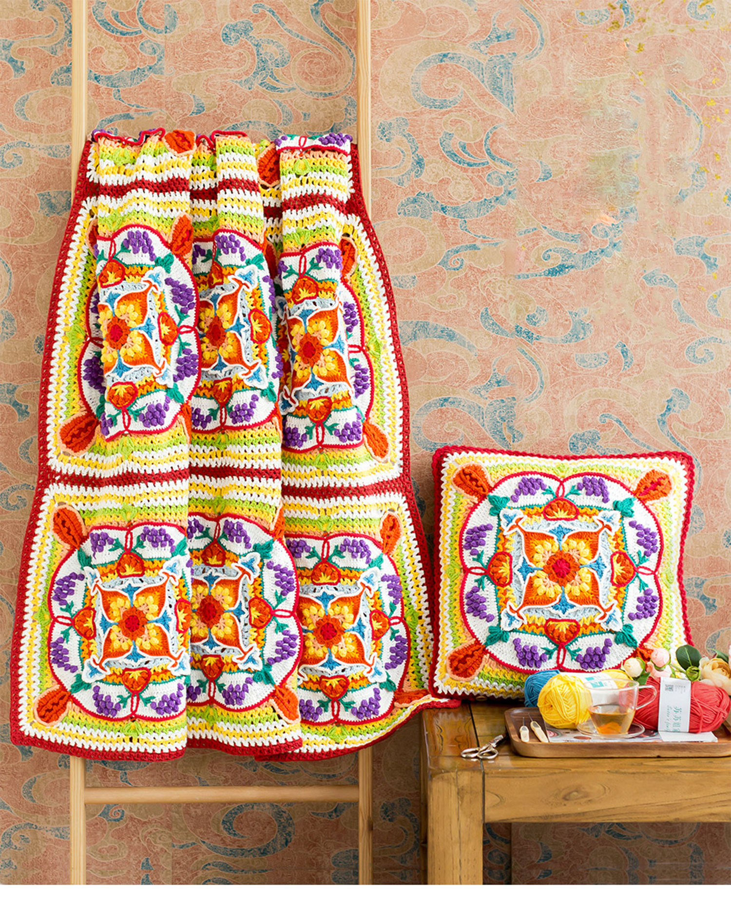 Grape,pomegranate caisson,blanket,handmade DIY,crochet blanket,homemade,material package