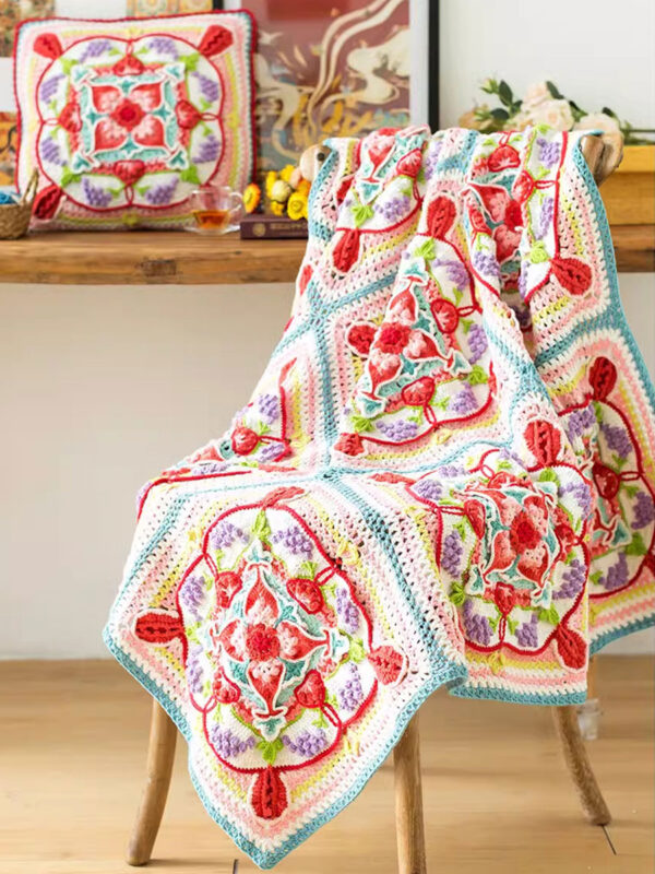 Grape pomegranate caisson blanket handmade DIY crochet blanket homemade material package 116×116cm