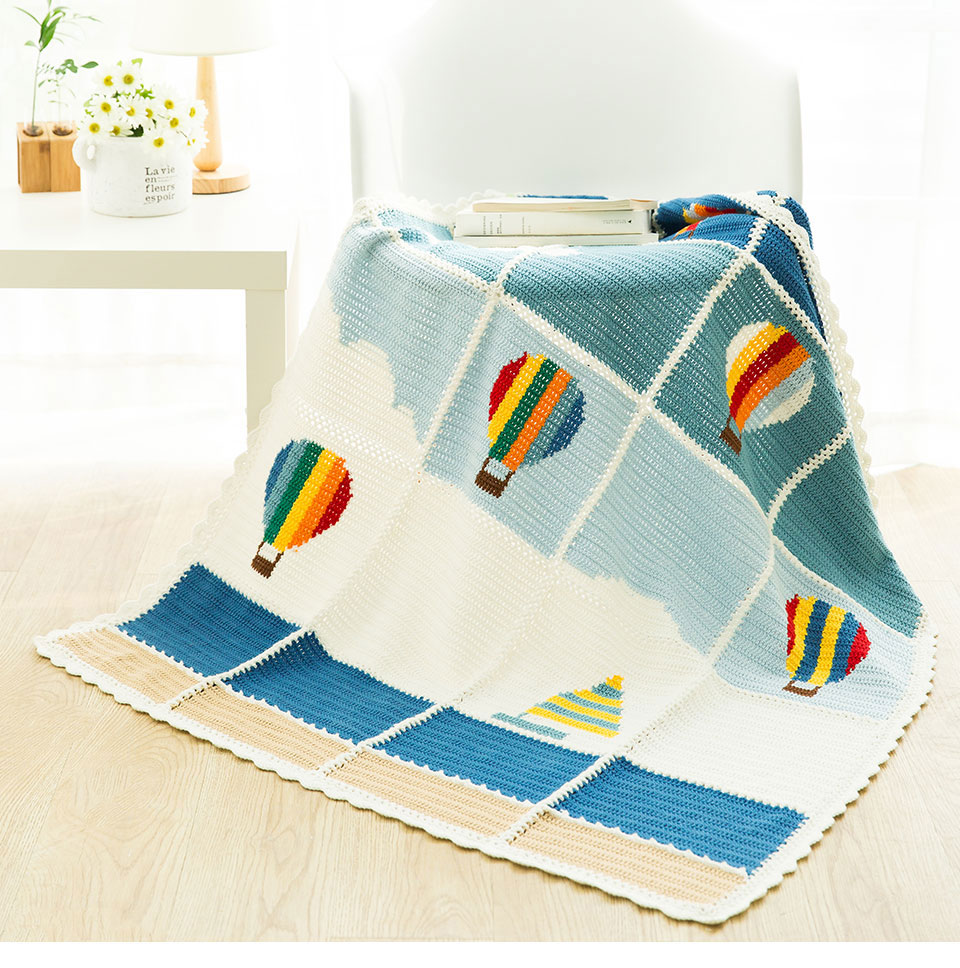 Hot air balloon race blanket,crochet DIY,mosaic pattern