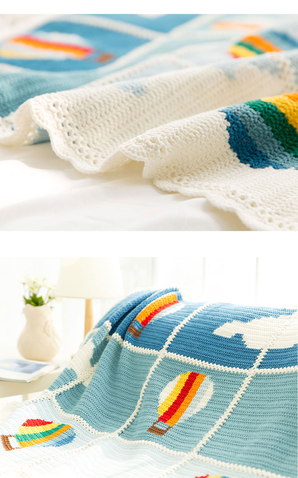 Hot air balloon race blanket,crochet DIY,mosaic pattern