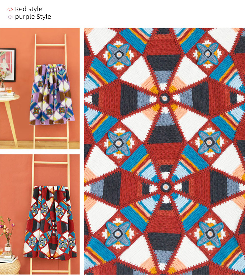 Kaleidoscope pattern patchwork blanket,handmade,diy crochet,cotton yarn