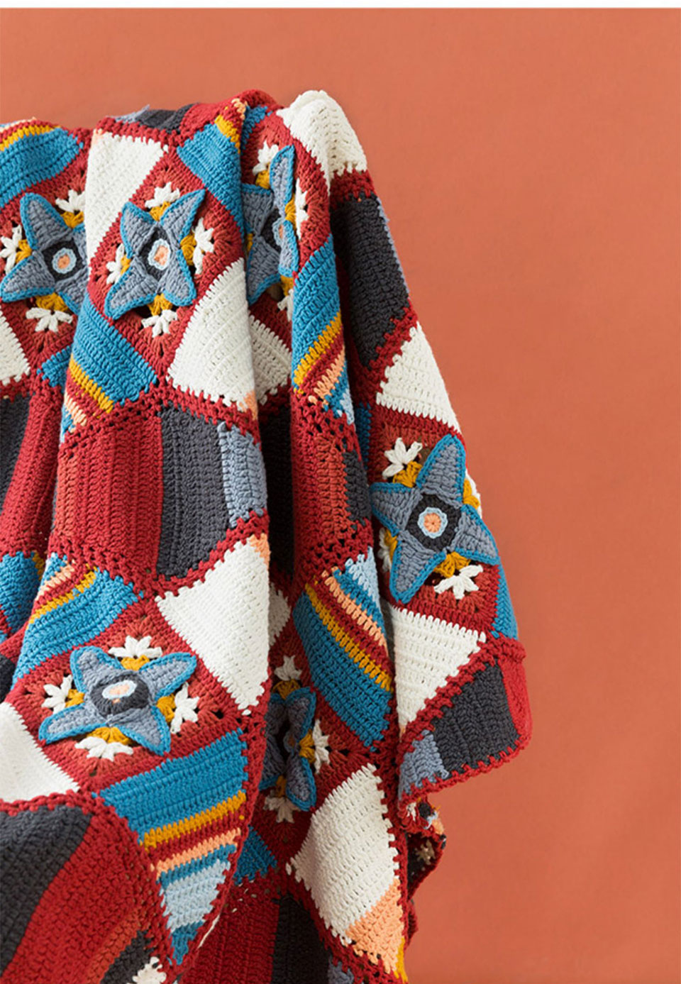 Kaleidoscope pattern patchwork blanket,handmade,diy crochet,cotton yarn