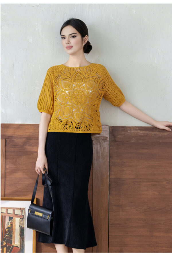 Lace thread hollow pineapple flower short-sleeved top handmade DIY crochet clothes material package