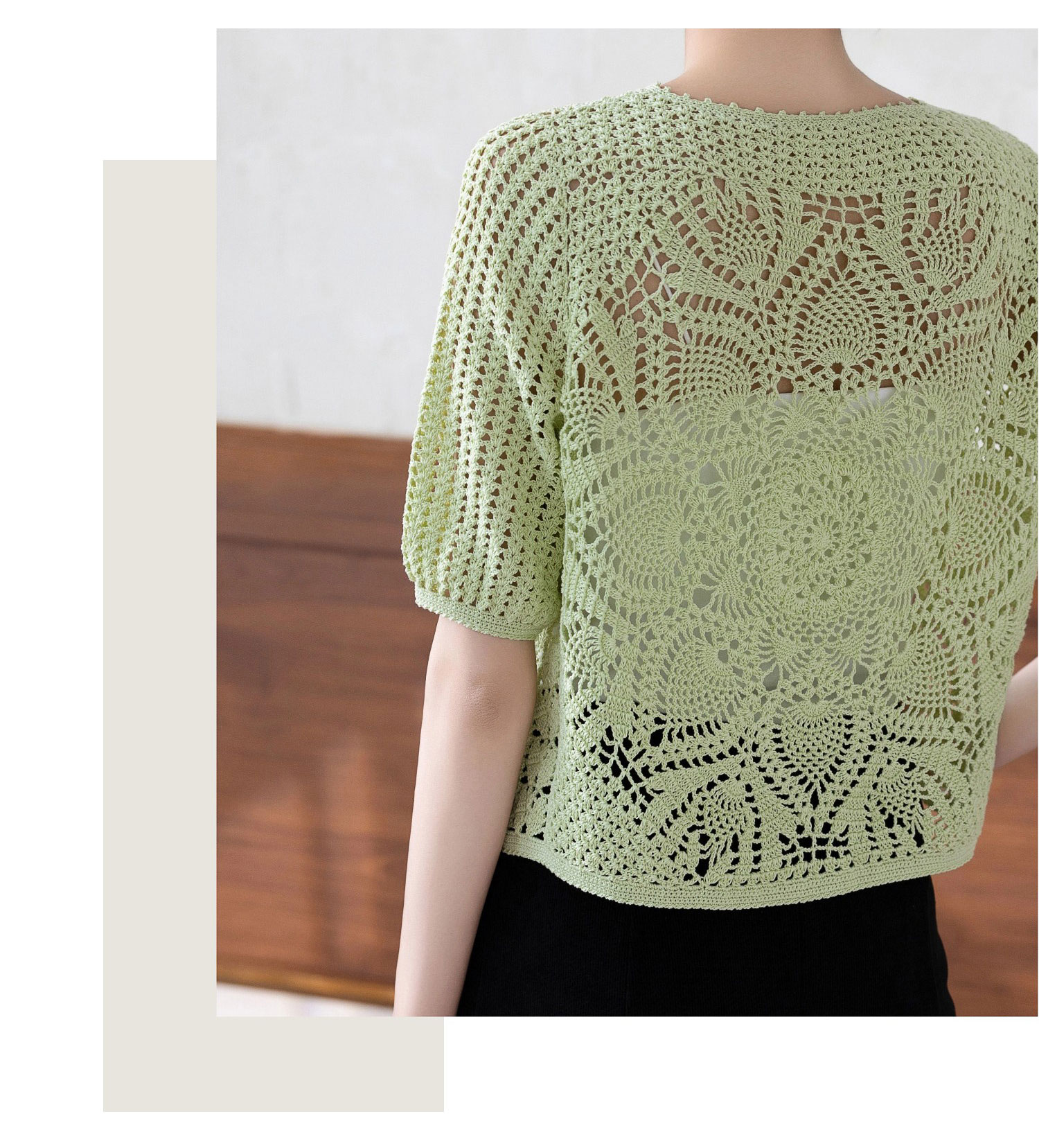 Lace thread hollow pineapple flower,short-sleeved top,handmade DIY,crochet clothes,material package
