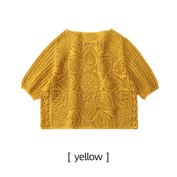 Lace thread hollow pineapple flower short-sleeved top handmade DIY crochet clothes material package - Image 3