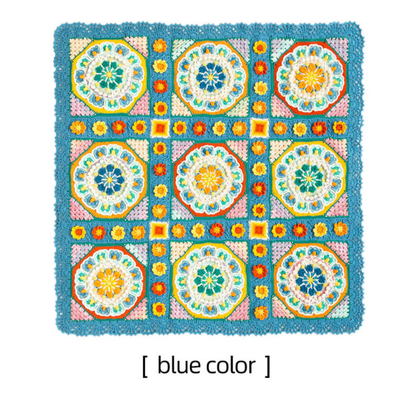 Lotus Nine-square Blanket Milk Cotton Hand-woven Blanket Crochet Material Pack 90×90cm - Image 2