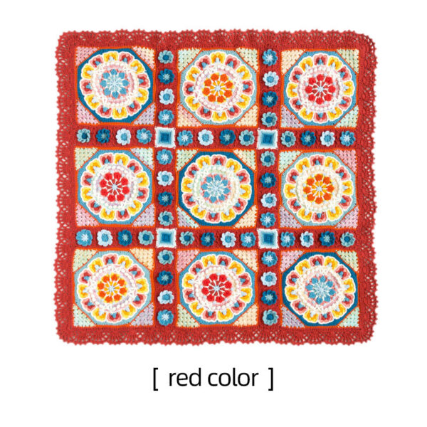 Lotus Nine-square Blanket Milk Cotton Hand-woven Blanket Crochet Material Pack 90×90cm - Image 3