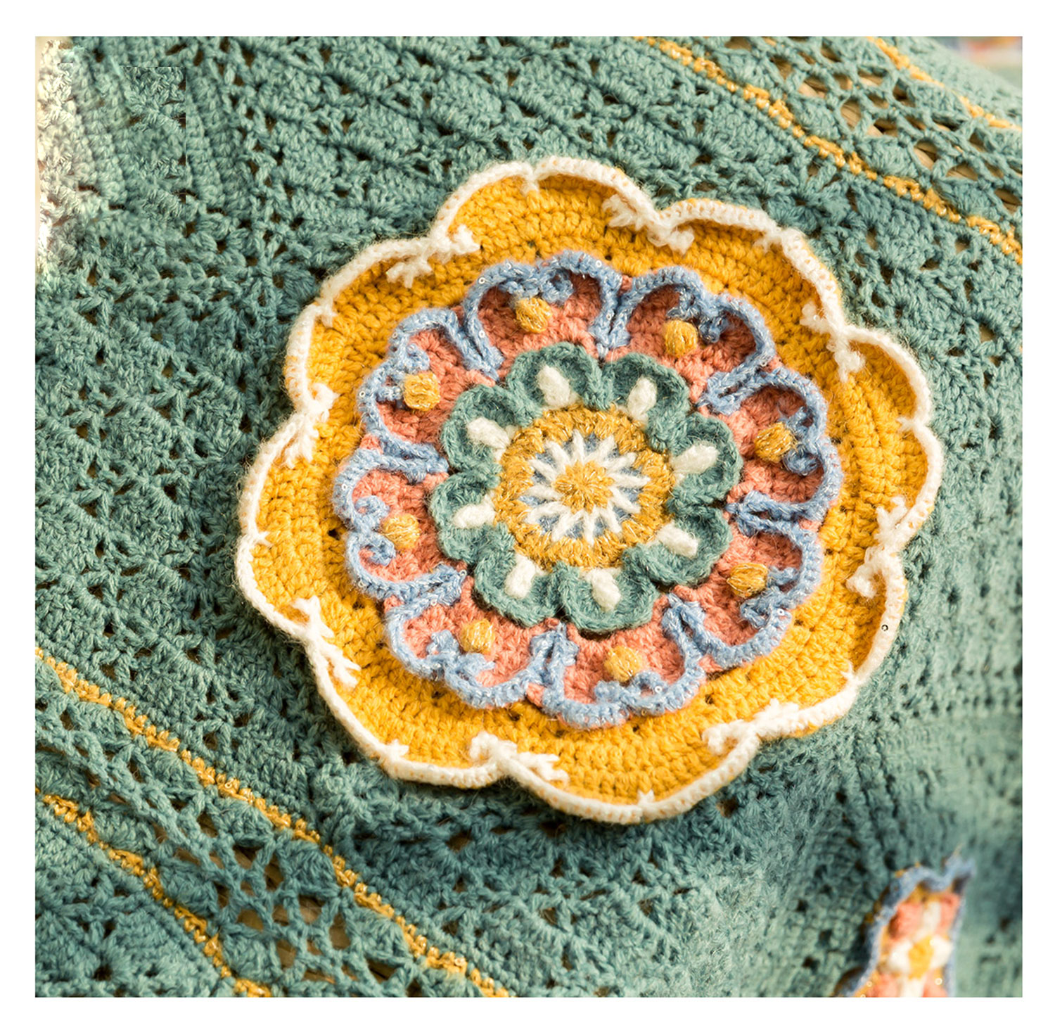 Lotus flower,hollow table runner blanket,handmade DIY,blanket,crochet,handmade wool,homemade,material package