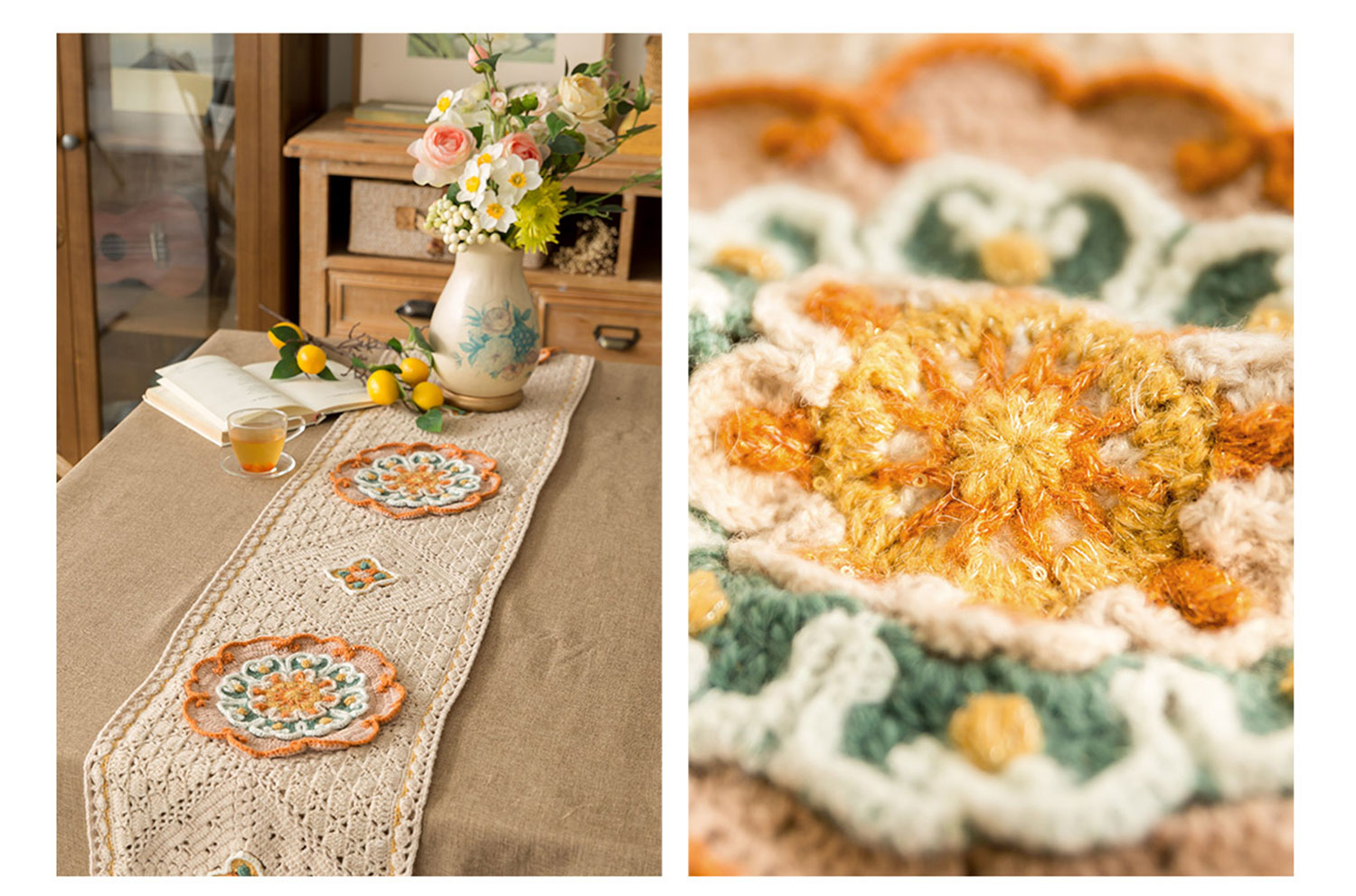 Lotus flower,hollow table runner blanket,handmade DIY,blanket,crochet,handmade wool,homemade,material package