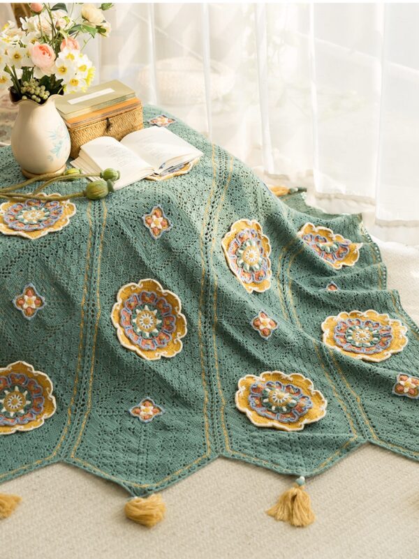 Lotus flower hollow table runner blanket handmade DIY blanket crochet handmade wool homemade material package