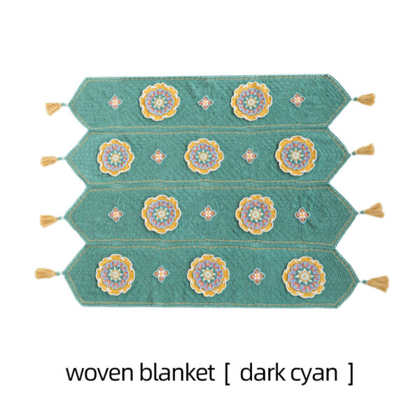Lotus flower hollow table runner blanket handmade DIY blanket crochet handmade wool homemade material package - Image 3