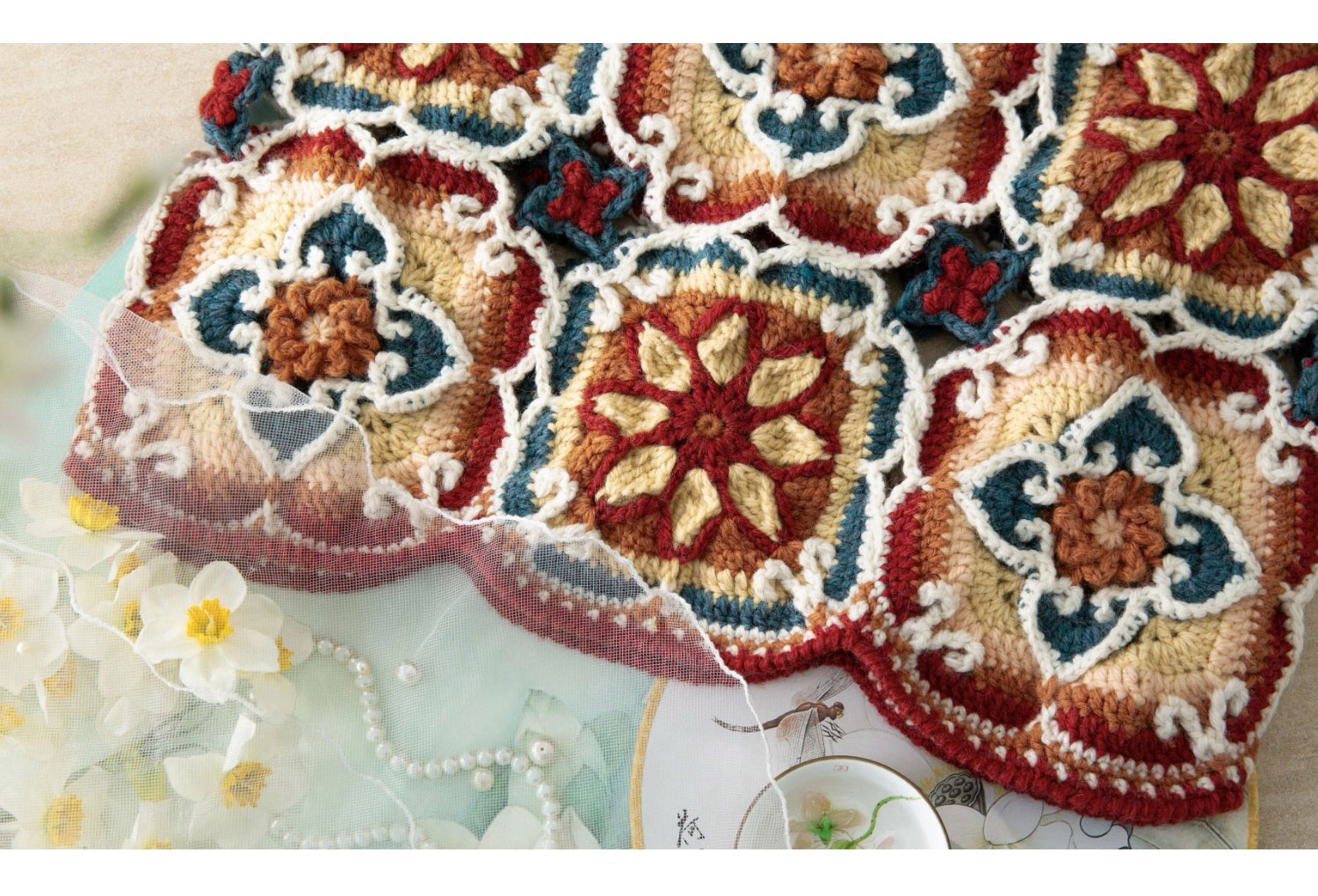 Lotus flower,patchwork vest,handmade,crochet clothes,wool vest,material package
