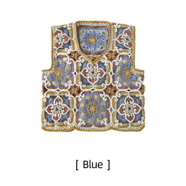 Lotus flower patchwork vest handmade crochet clothes wool vest material package - Image 3