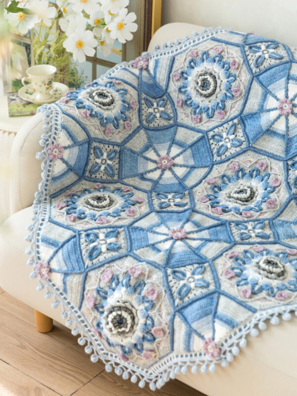 Lotus sunflower patchwork blanket crochet handmade DIY blanket material package 115×115cm