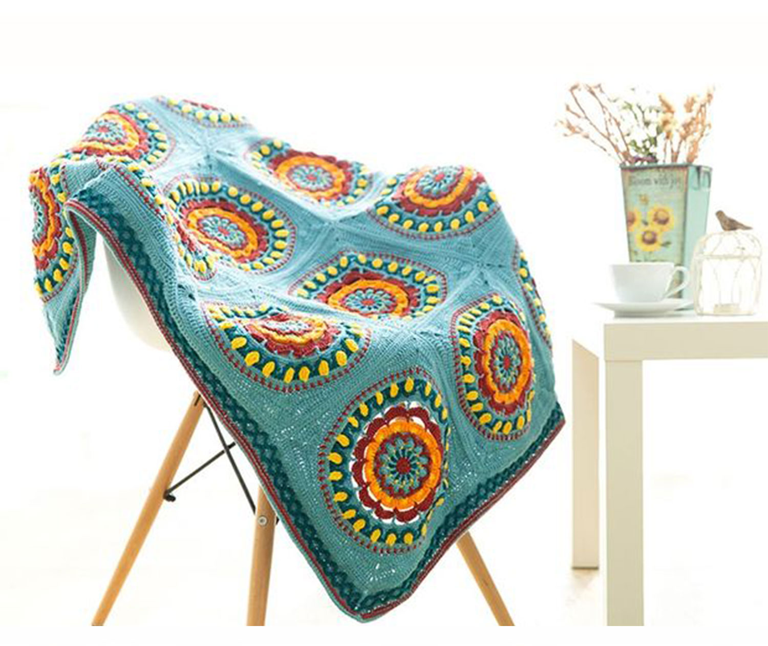Mandala blanket,wool,crochet yarn,crochet blanket,material package