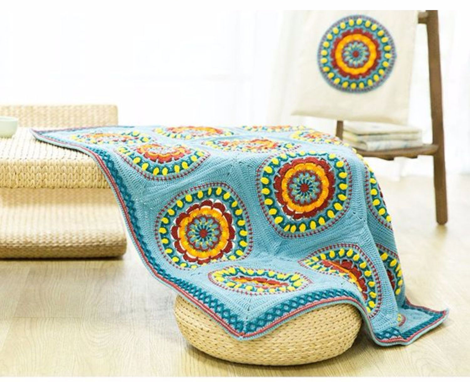 Mandala blanket,wool,crochet yarn,crochet blanket,material package