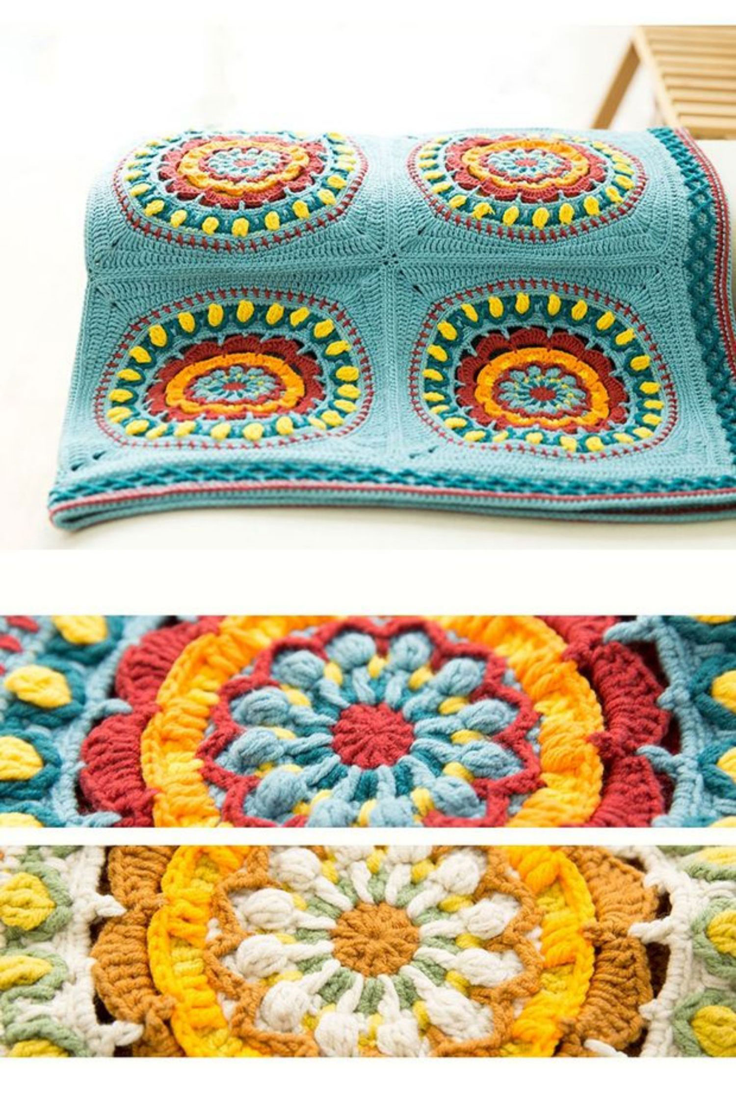 Mandala blanket,wool,crochet yarn,crochet blanket,material package