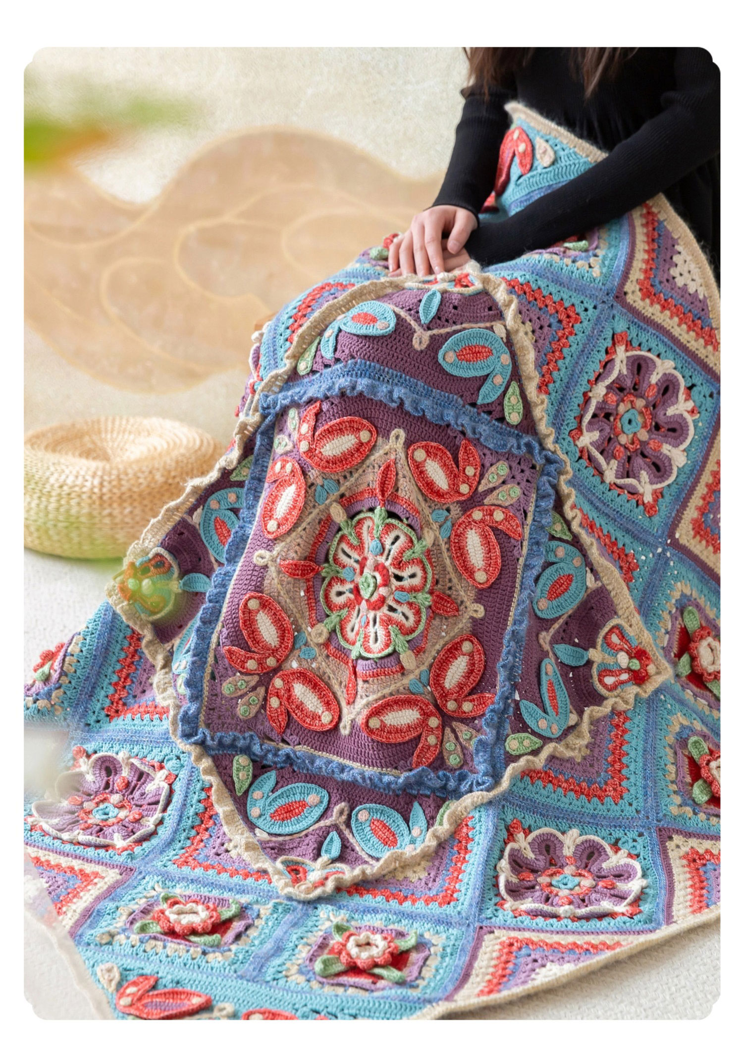 Miao Village,Parquet Pillow Blanket,DIY,Crochet Blanket,Homemade,Material Pack