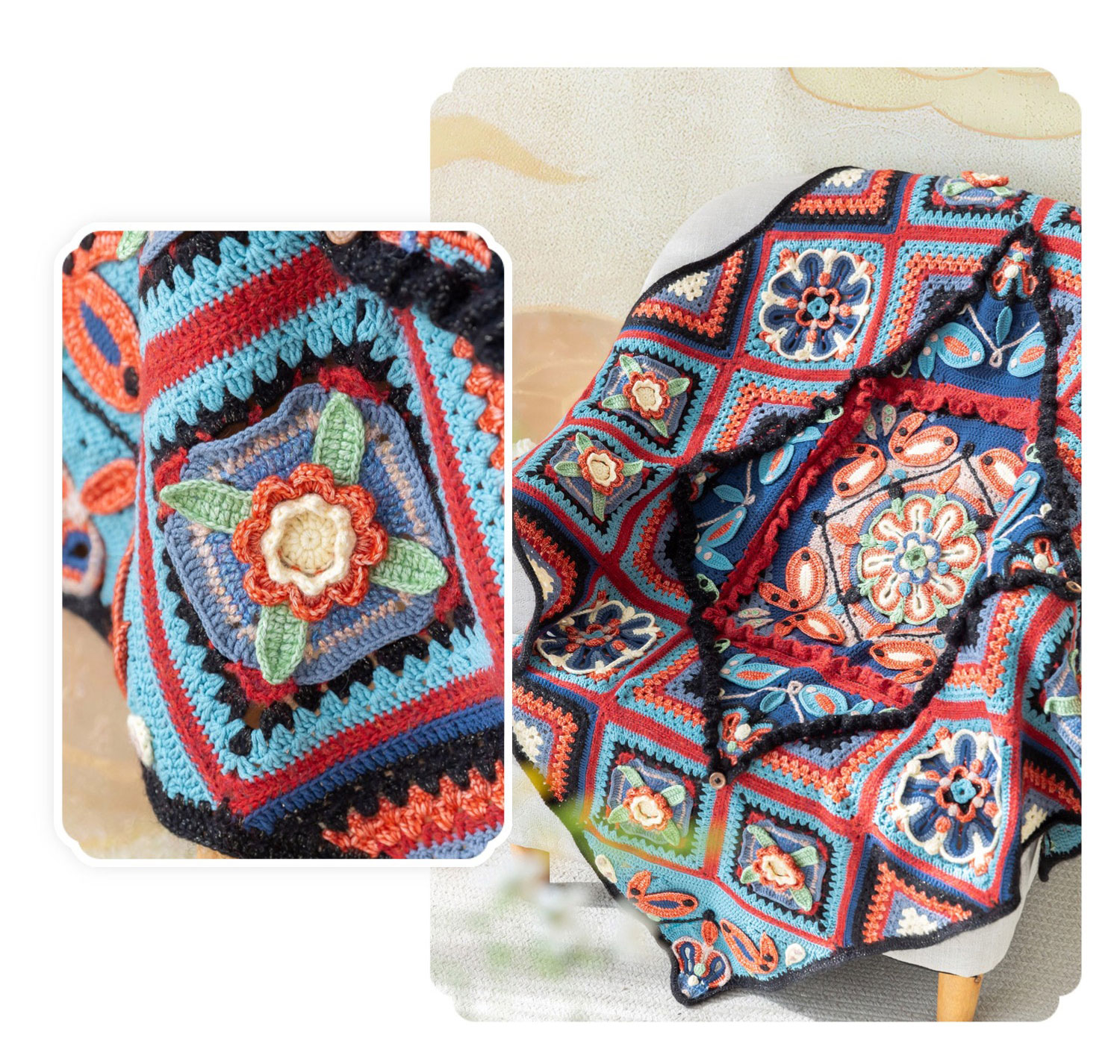 Miao Village,Parquet Pillow Blanket,DIY,Crochet Blanket,Homemade,Material Pack