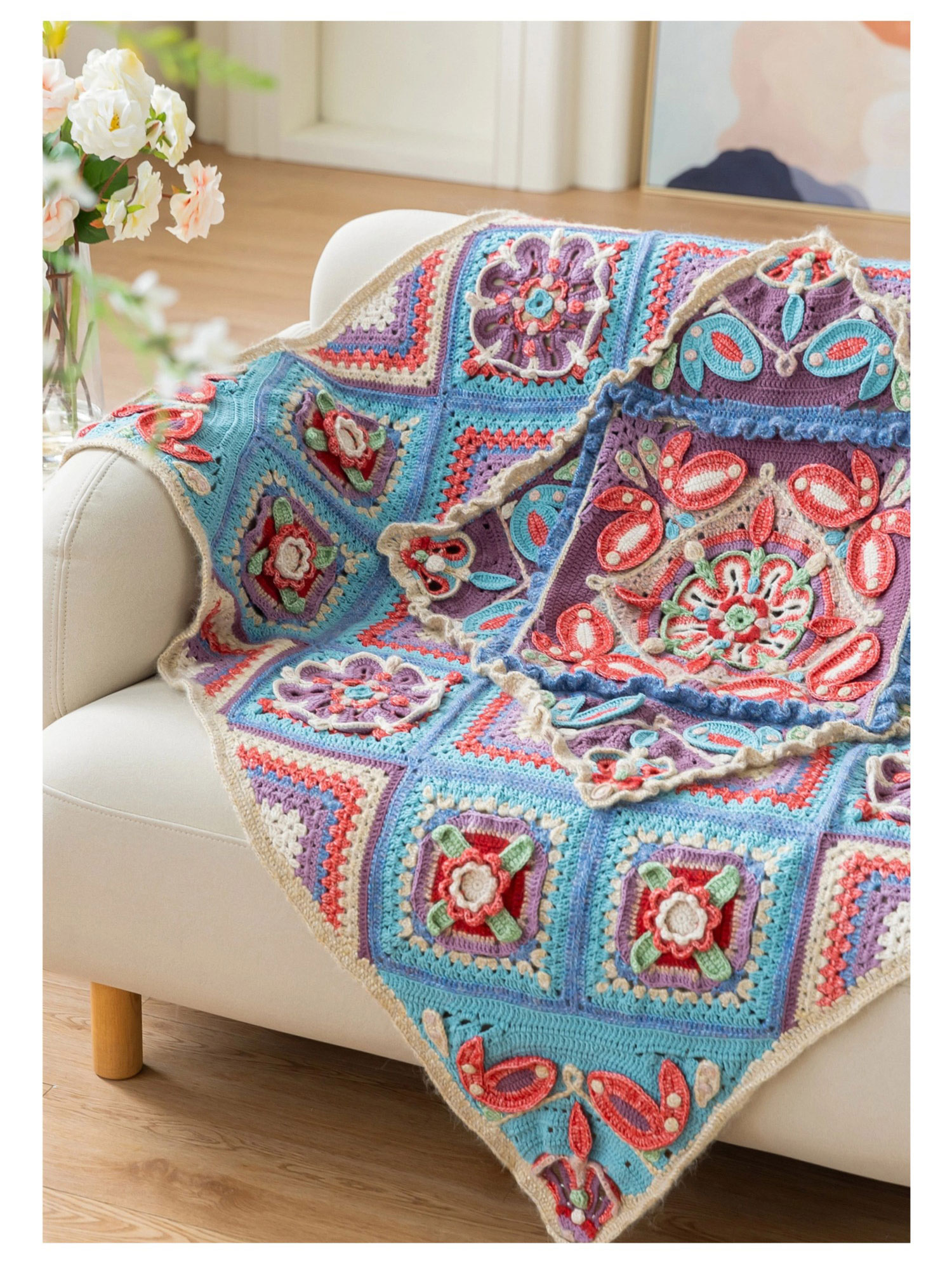 Miao Village,Parquet Pillow Blanket,DIY,Crochet Blanket,Homemade,Material Pack