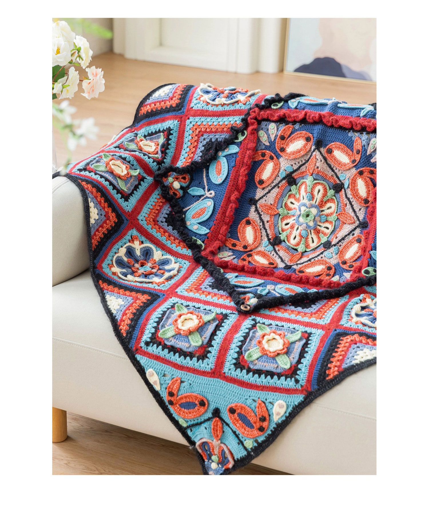 Miao Village,Parquet Pillow Blanket,DIY,Crochet Blanket,Homemade,Material Pack