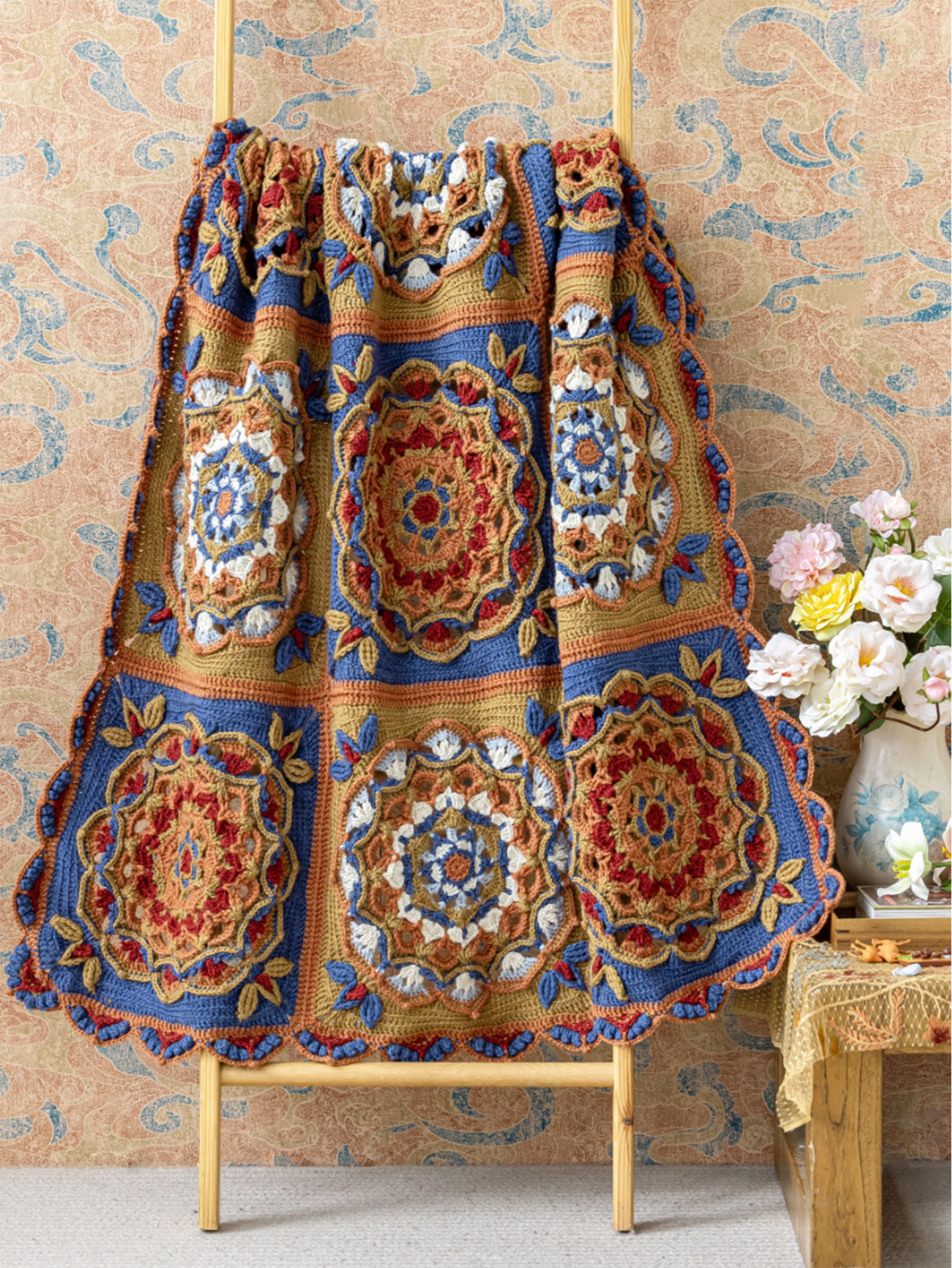 Nine Palaces,Caisson Patchwork Blanket,Handmade DIY,Crochet,Wool Yarn Blanket,Material Pack