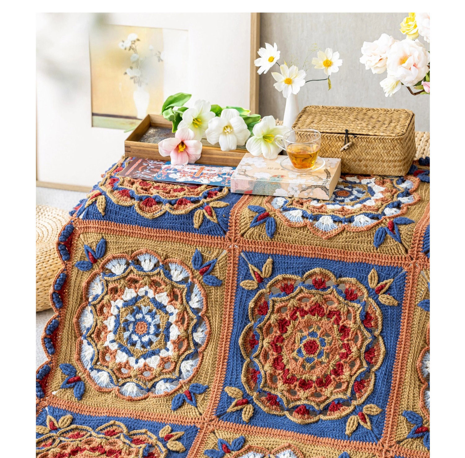 Nine Palaces,Caisson Patchwork Blanket,Handmade DIY,Crochet,Wool Yarn Blanket,Material Pack