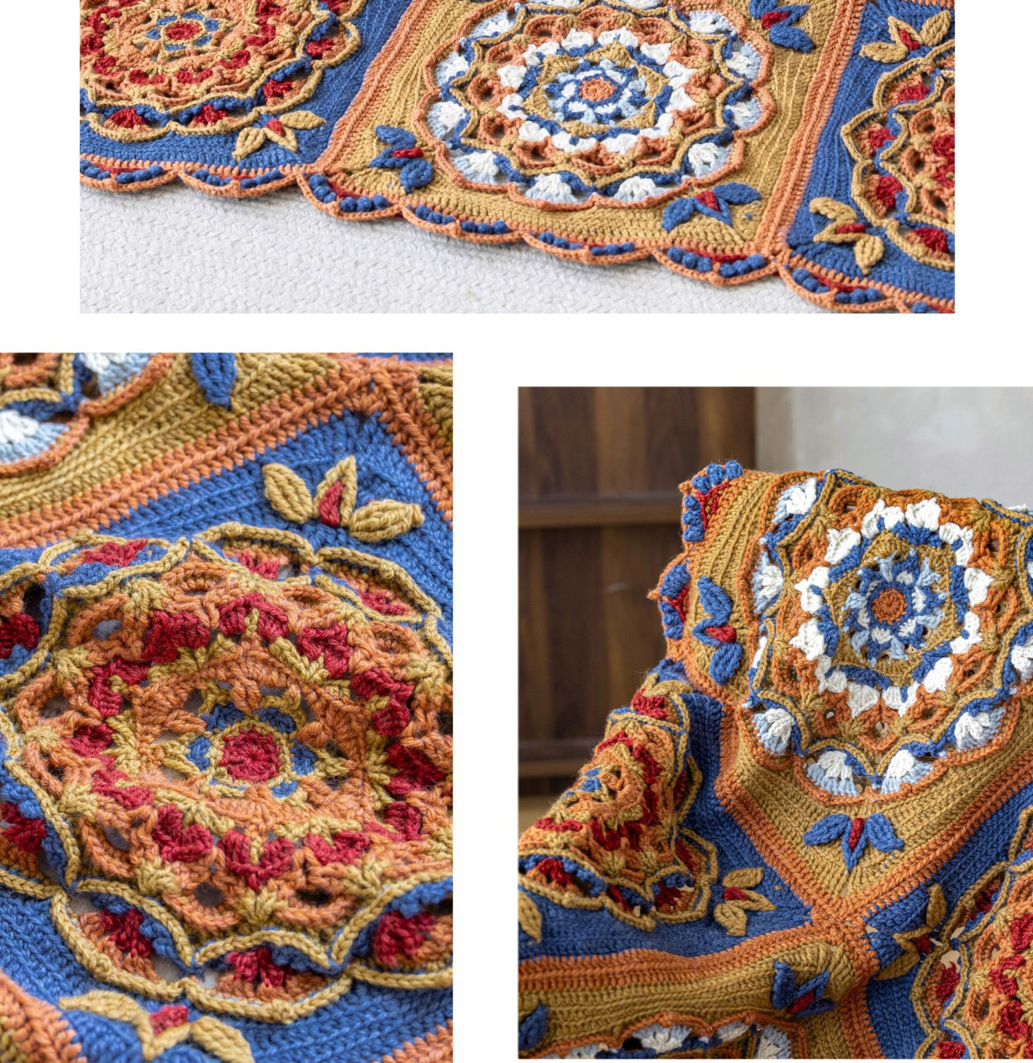Nine Palaces,Caisson Patchwork Blanket,Handmade DIY,Crochet,Wool Yarn Blanket,Material Pack