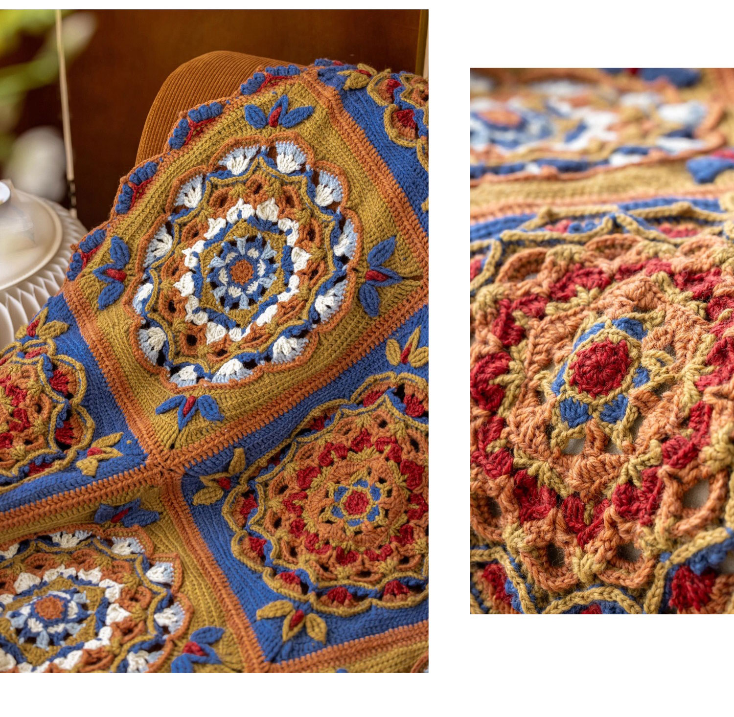 Nine Palaces,Caisson Patchwork Blanket,Handmade DIY,Crochet,Wool Yarn Blanket,Material Pack