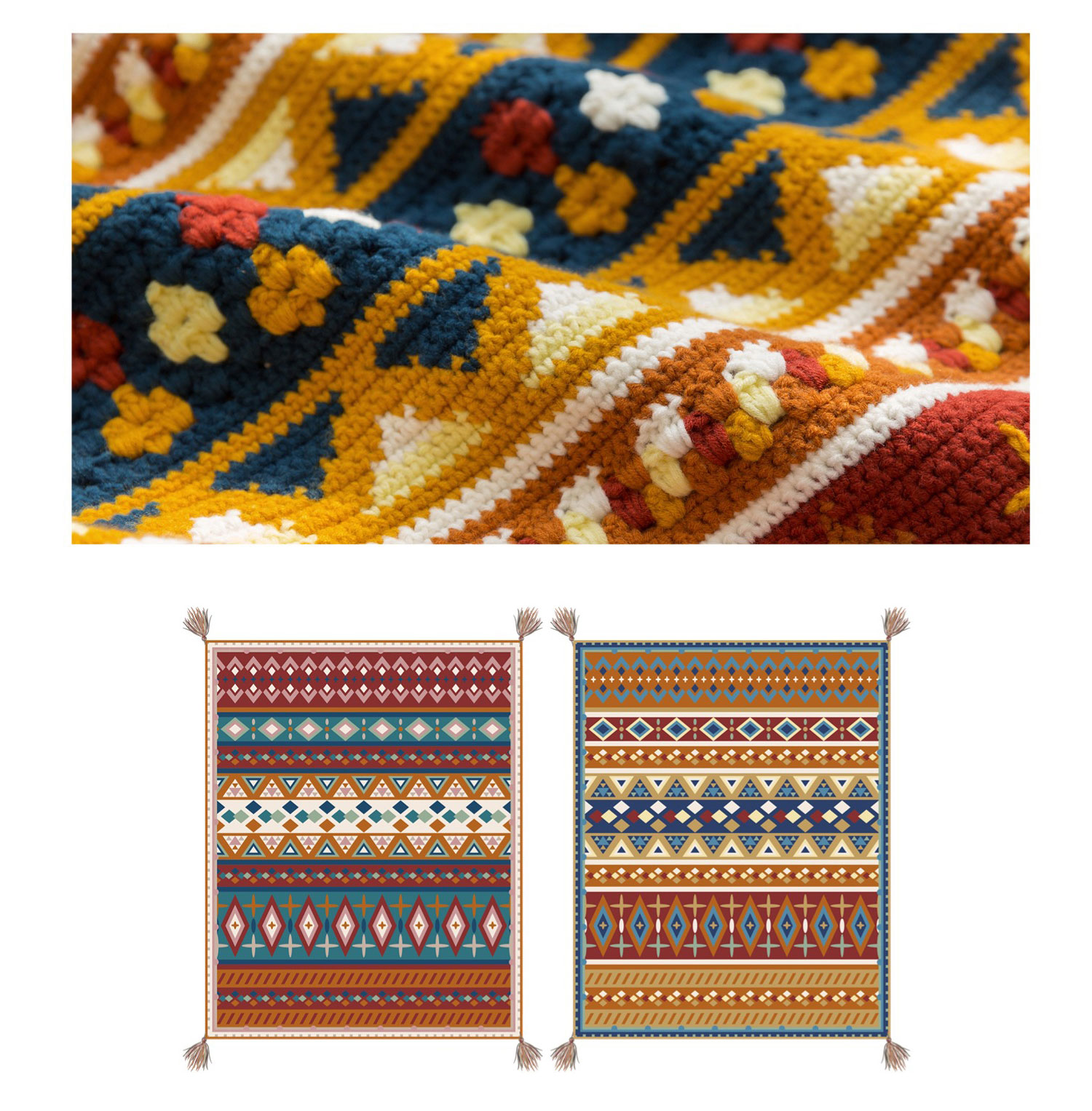 Palazi crochet jacquard blanket,DIY crochet,homemade blanket,material package