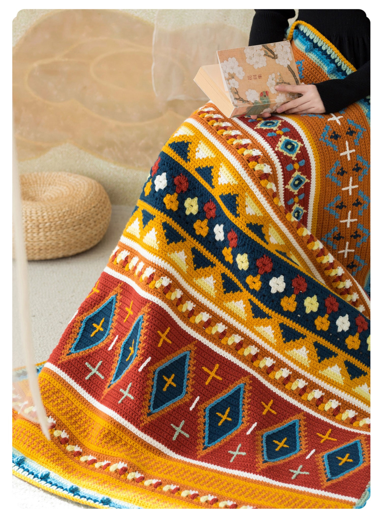 Palazi crochet jacquard blanket,DIY crochet,homemade blanket,material package