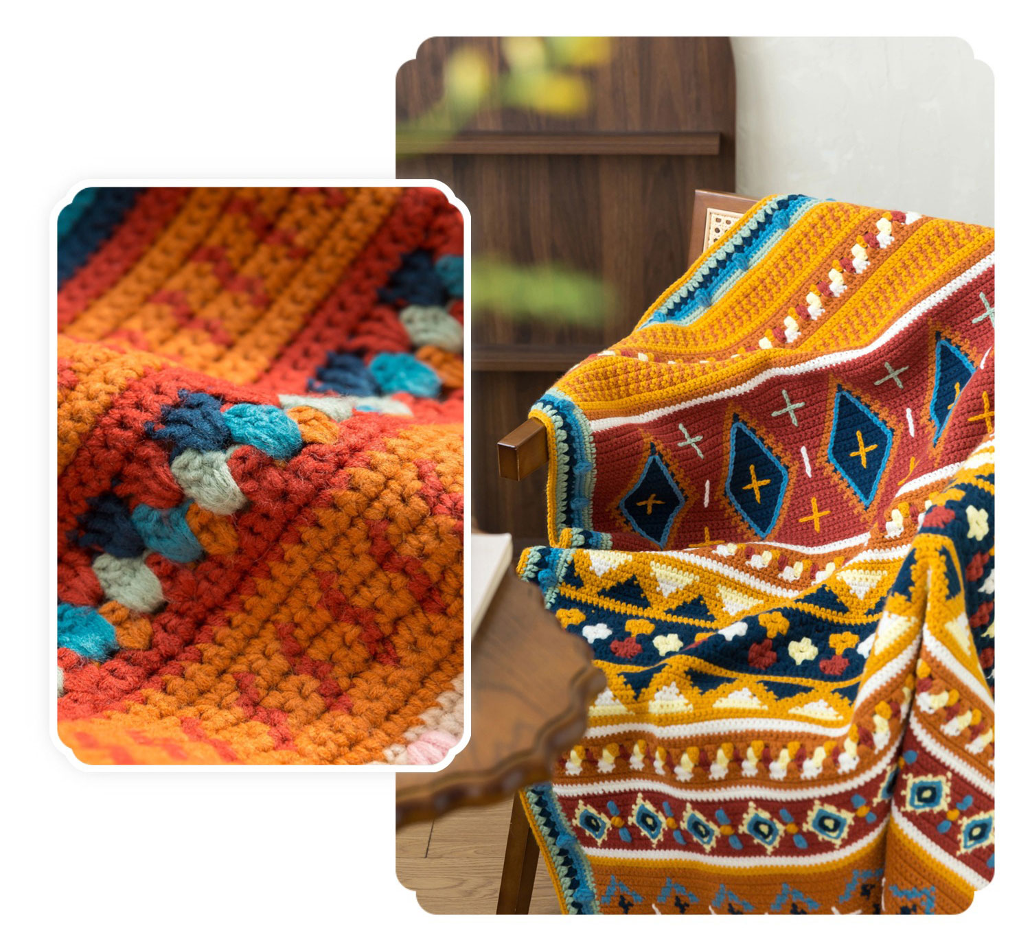Palazi crochet jacquard blanket,DIY crochet,homemade blanket,material package