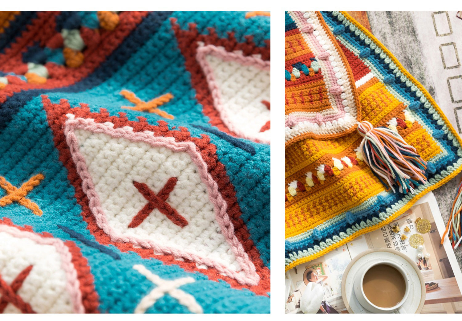 Palazi crochet jacquard blanket,DIY crochet,homemade blanket,material package