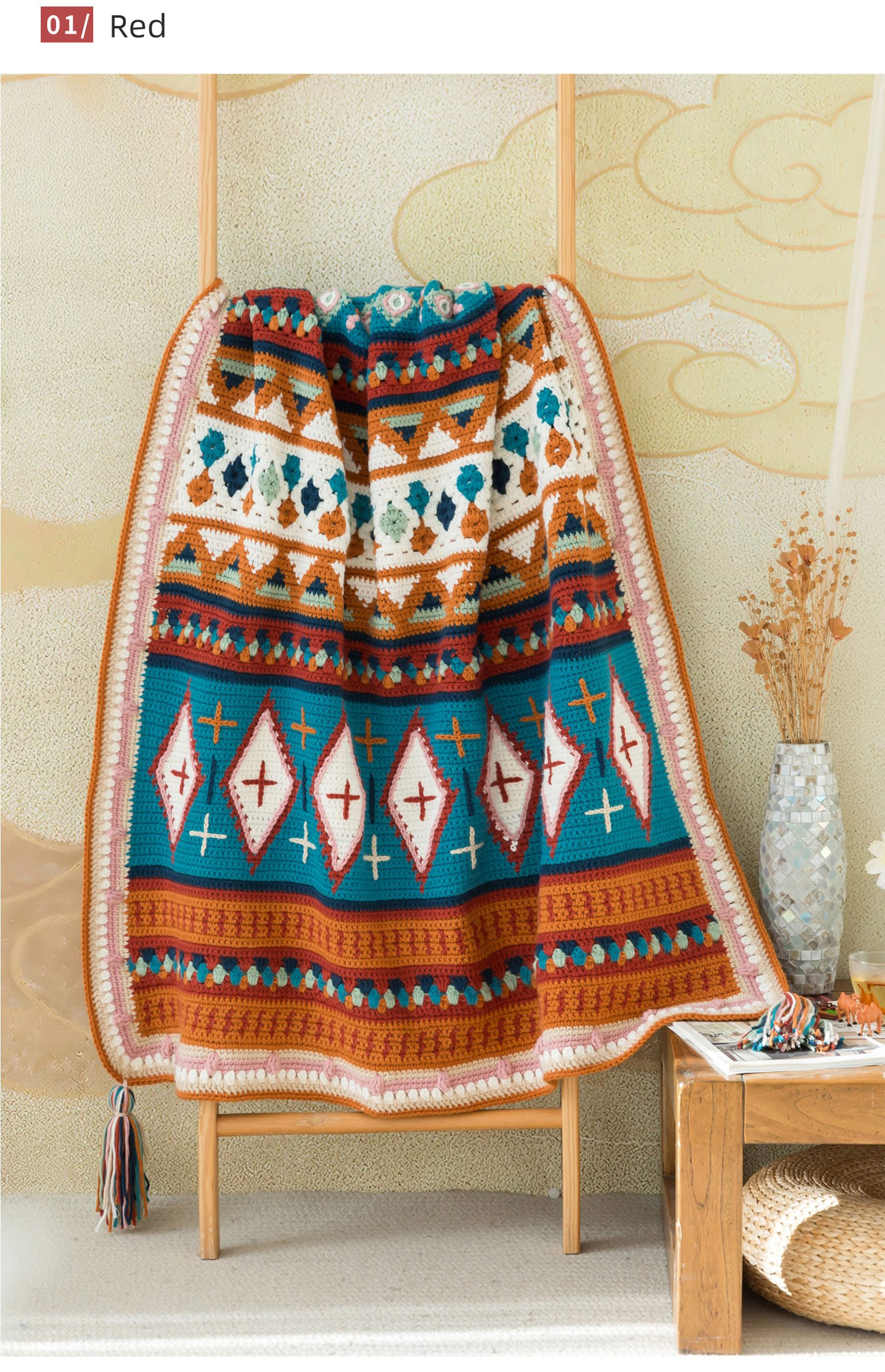 Palazi crochet jacquard blanket,DIY crochet,homemade blanket,material package