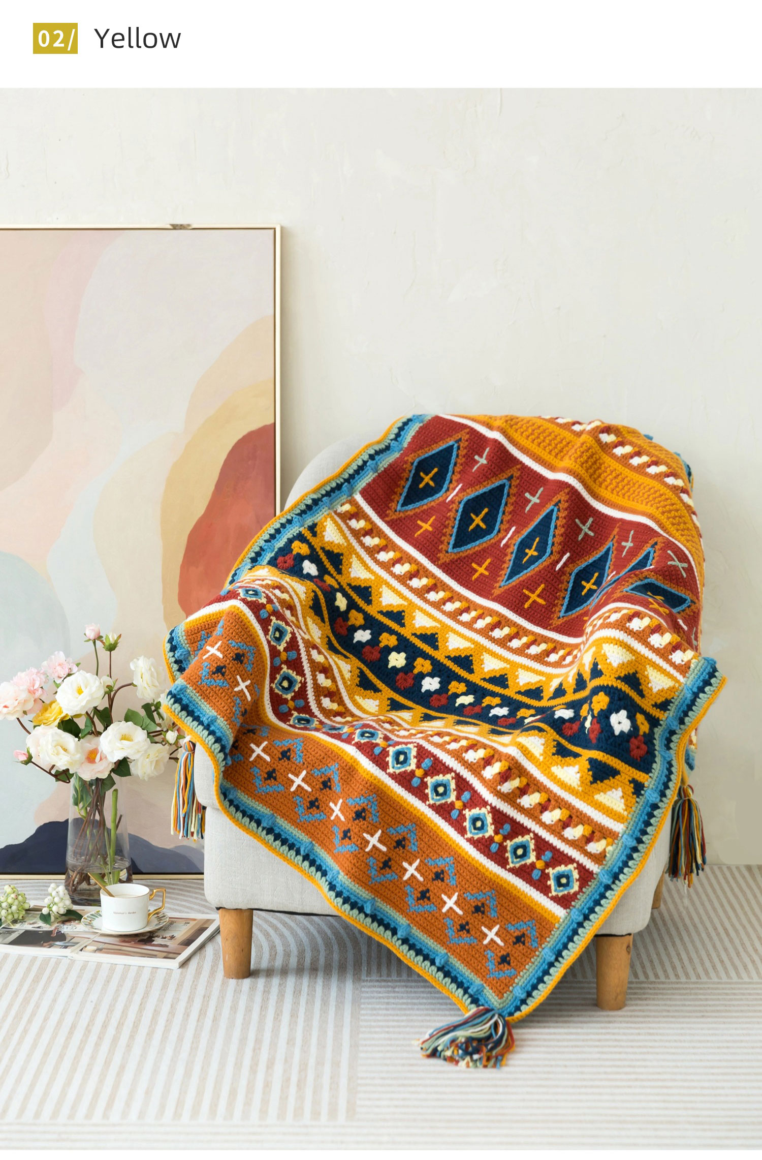 Palazi crochet jacquard blanket,DIY crochet,homemade blanket,material package