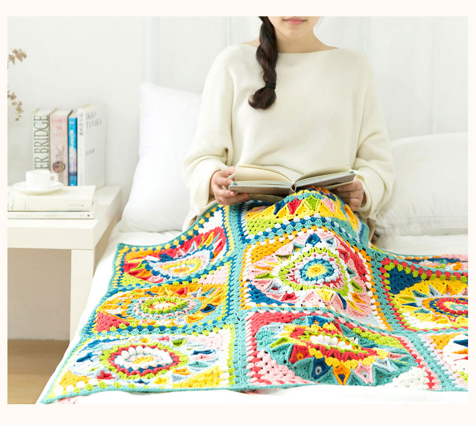 Patchwork checkered blanket,handmade,DIY knitting crochet