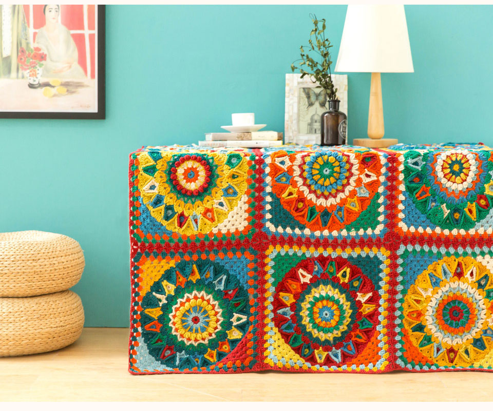 Patchwork checkered blanket,handmade,DIY knitting crochet