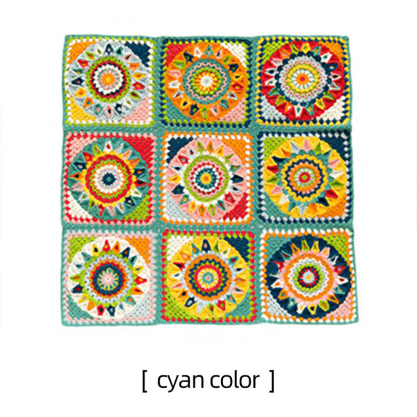 Patchwork checkered blanket handmade DIY knitting crochet 91x91cm - Image 2