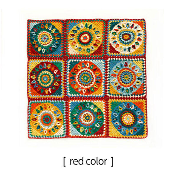 Patchwork checkered blanket handmade DIY knitting crochet 91x91cm - Image 3