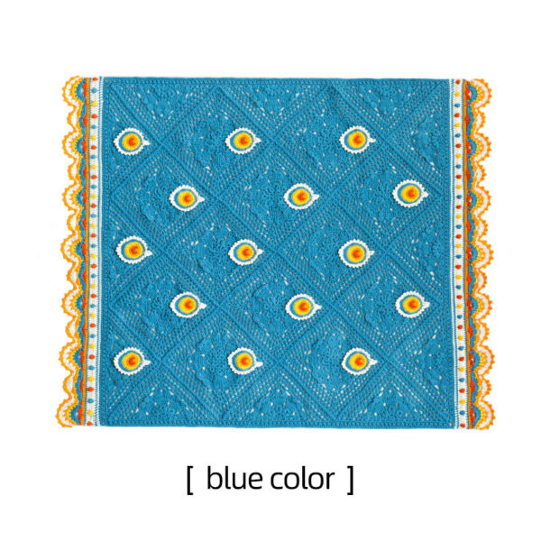 Peacock blanket handmade crochet wool ball milk cotton blanket material package 102×102cm - Image 2