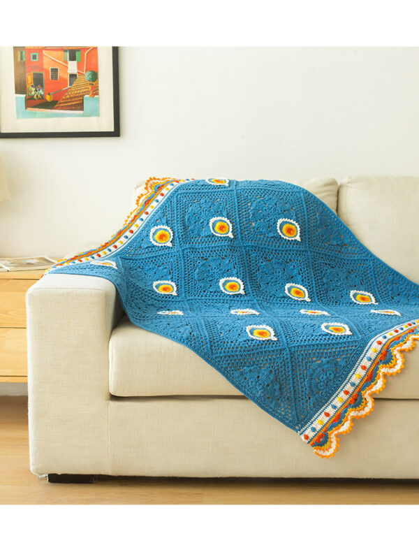 Peacock blanket handmade crochet wool ball milk cotton blanket material package 102×102cm