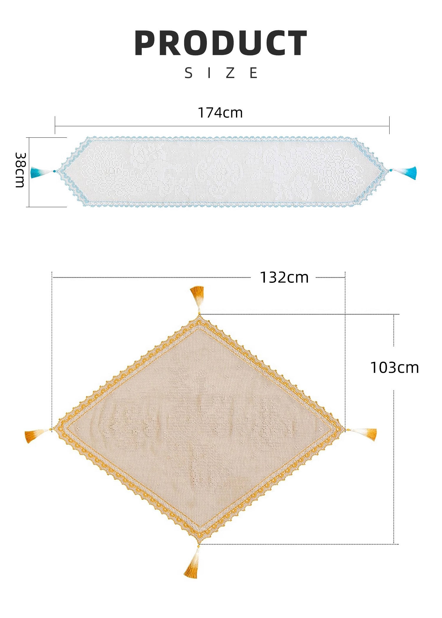 Peacock table,runner & sofa,back cushion,handmade crochet,lace,yarn ball,material package