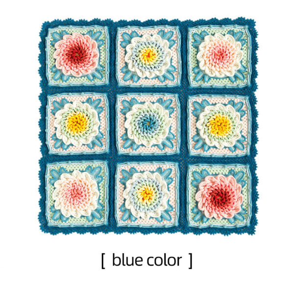 Peony Nine Squares Patchwork Blanket Hand-woven DIY Crochet Blanket Material Pack 90×90cm - Image 2