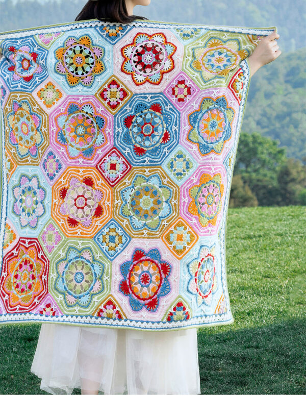 Persian tile patchwork blanket crochet wool knitting diy side length 100cm