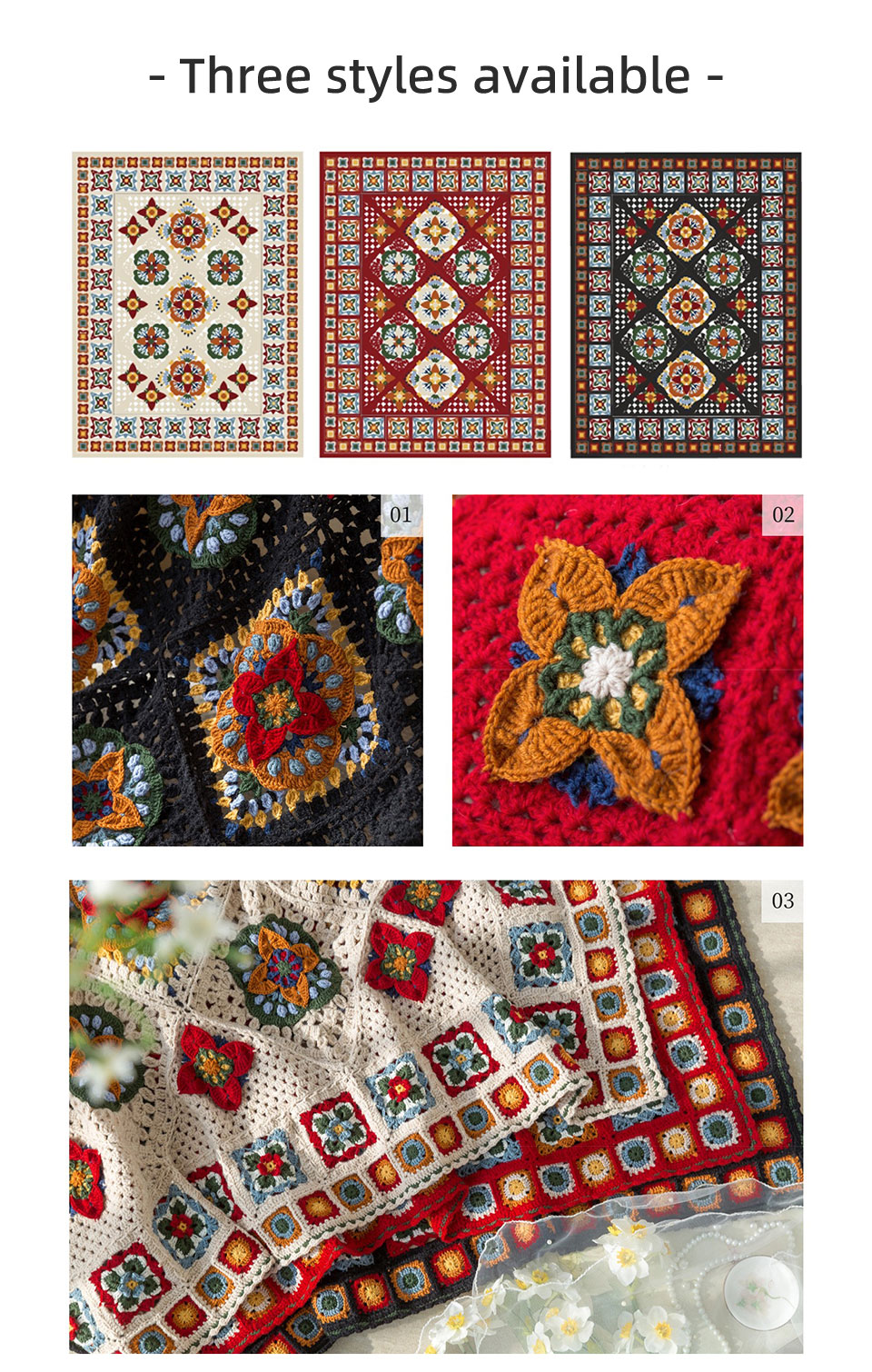 Persimmon pattern,wool blanket,handmade DIY,crochet handmade,blanket material package