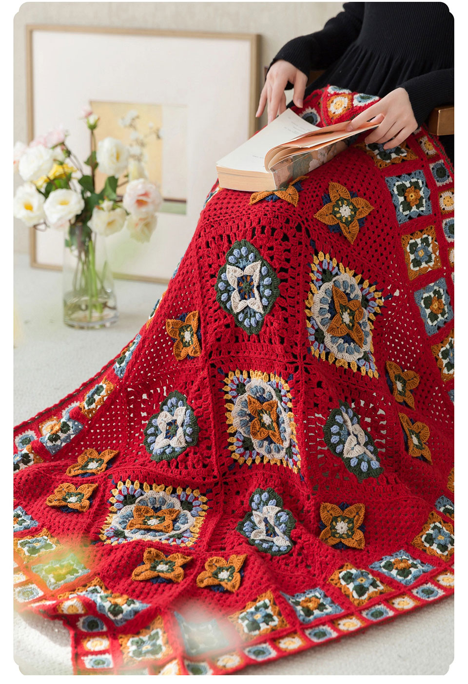 Persimmon pattern,wool blanket,handmade DIY,crochet handmade,blanket material package