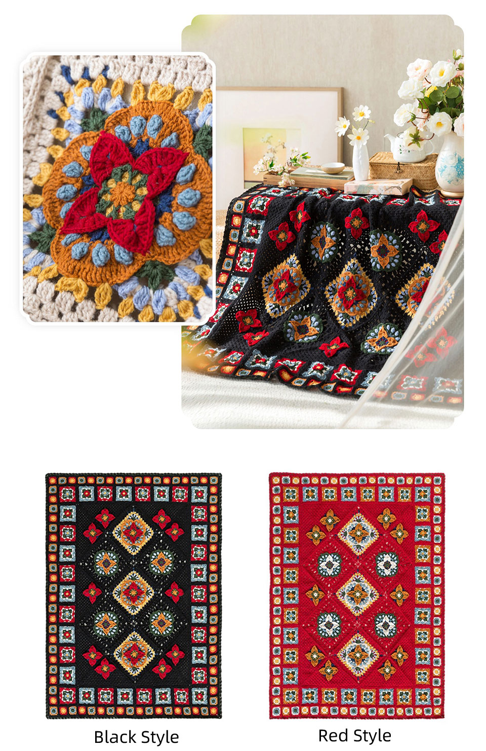 Persimmon pattern,wool blanket,handmade DIY,crochet handmade,blanket material package