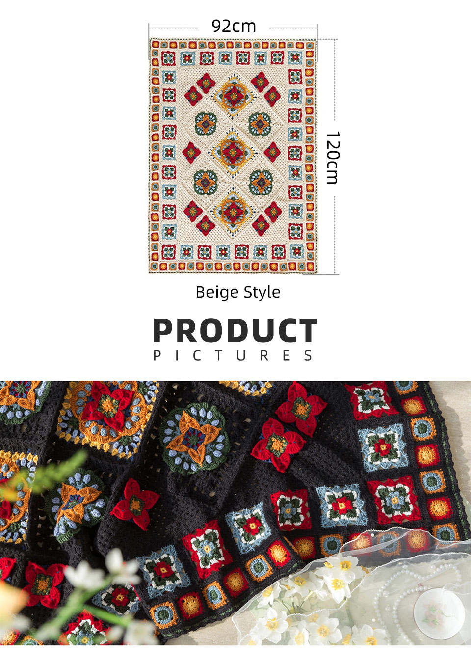 Persimmon pattern,wool blanket,handmade DIY,crochet handmade,blanket material package