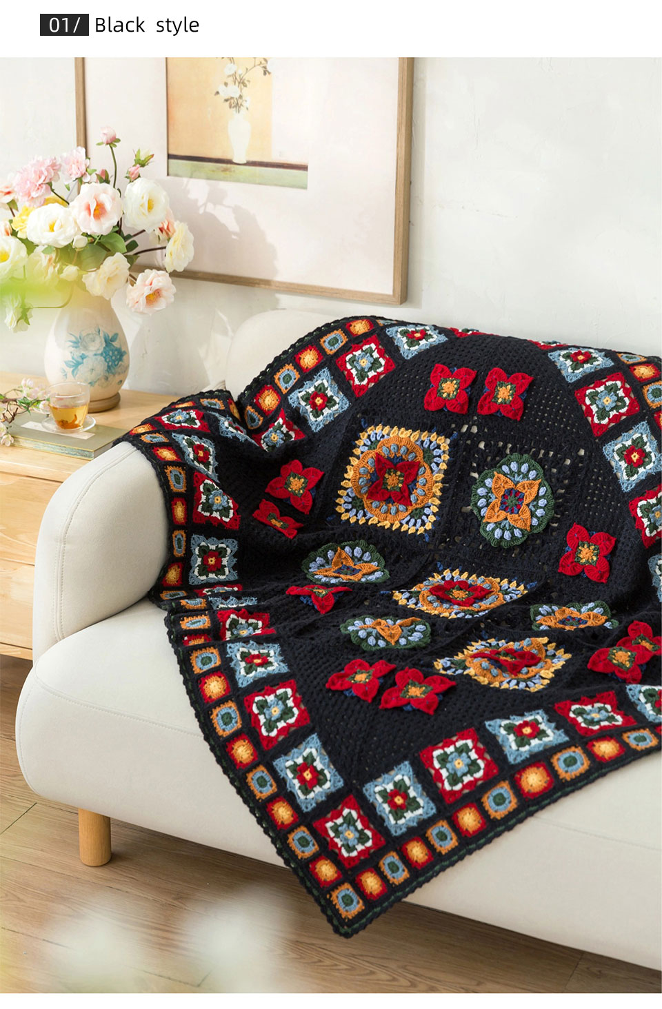 Persimmon pattern,wool blanket,handmade DIY,crochet handmade,blanket material package